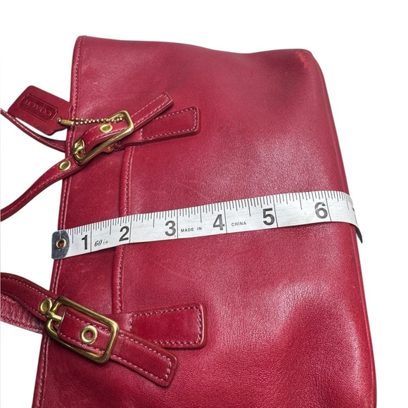 Vintage COACH 9846 Shoulder Bag Red Leather Small Legacy Hampton Tote 90s - Picture 16 of 16